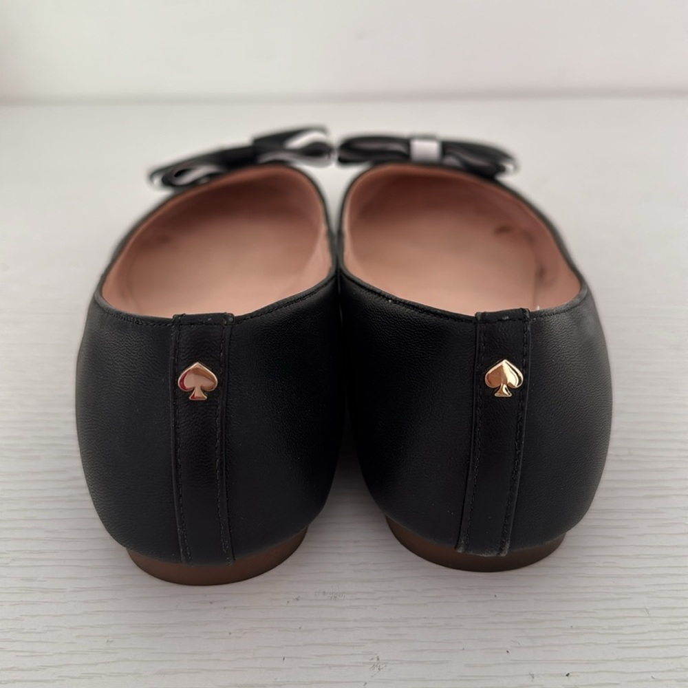Kate Spade Wallace Black & White Striped Bow Round Toe Flats Size 8 - Picture 5 of 10